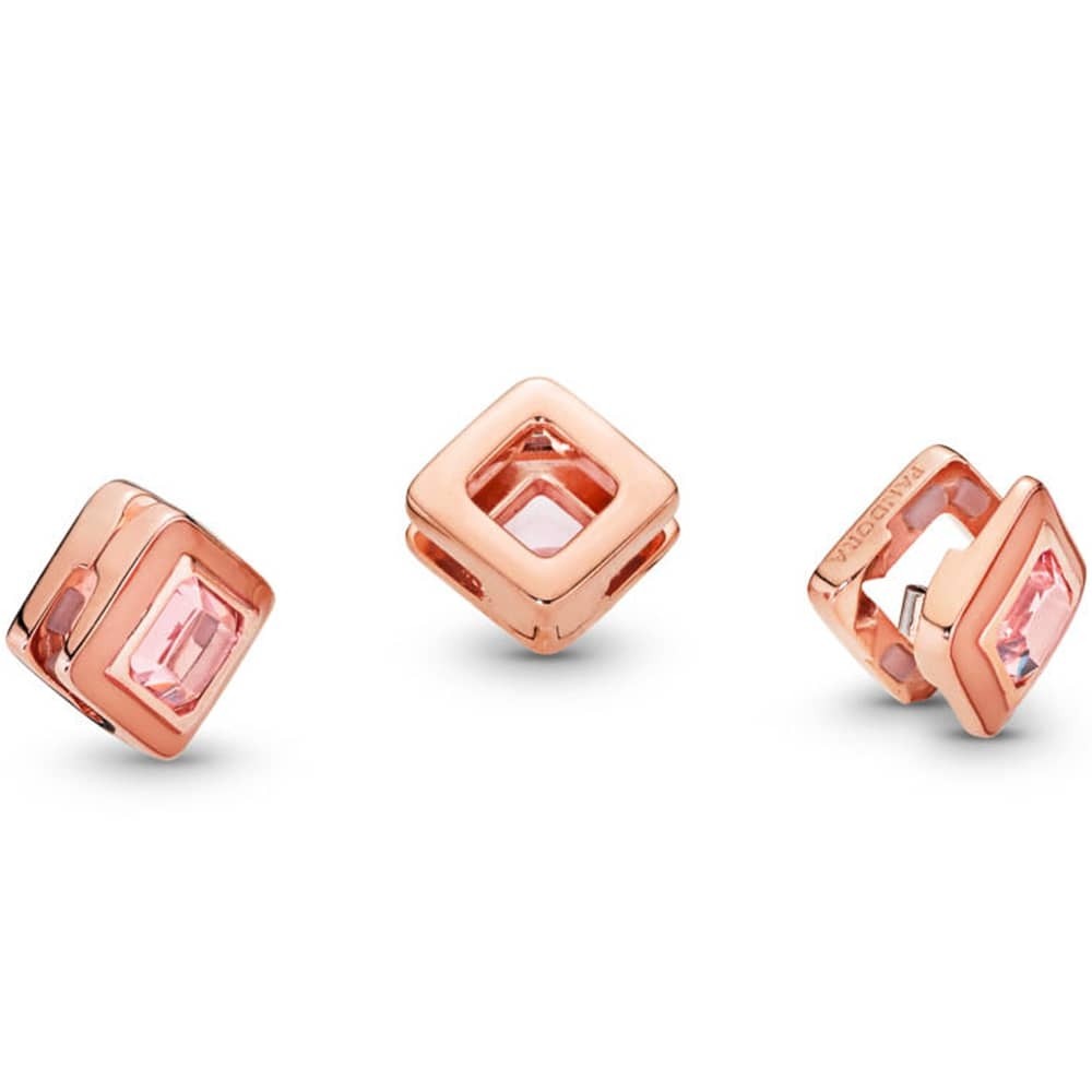 Feio Pandora Sparkling Pink Square Clip Charm