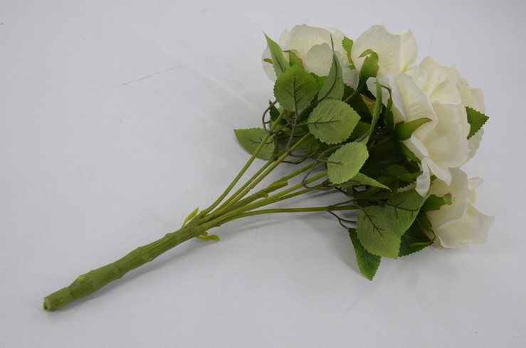 7头把束卷边玫，婚庆玫瑰花，出口欧美仿真花