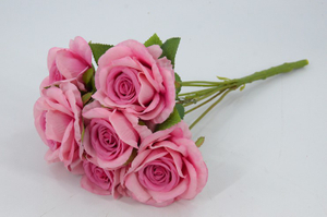 7 heads bunch artificial rose with Curly leaves 